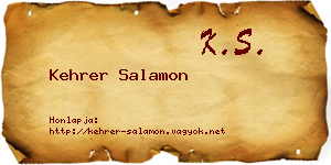 Kehrer Salamon névjegykártya